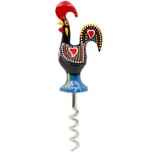 Load image into Gallery viewer, Traditional Hand-Painted Portuguese Good Luck Rooster Bar Set with Corkscrew, Bottle Opener &amp; Stopper
