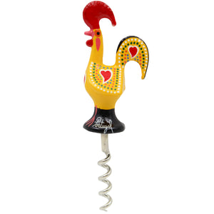 Traditional Hand-Painted Portuguese Good Luck Rooster Corkscrew Wine Bottle Opener