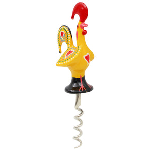 Traditional Hand-Painted Portuguese Good Luck Rooster Corkscrew Wine Bottle Opener