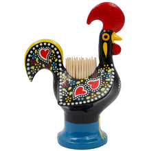 Load image into Gallery viewer, Traditional Hand-Painted Portuguese Good Luck Rooster Metal Toothpick Holder, 5&quot;
