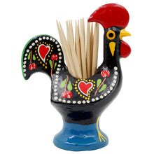 Load image into Gallery viewer, Traditional Hand-Painted Portuguese Good Luck Rooster Metal Toothpick Holder, 3.25&quot;
