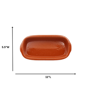 João Vale Hand-Painted Traditional Clay Terracotta Cooking Rectangular Roaster