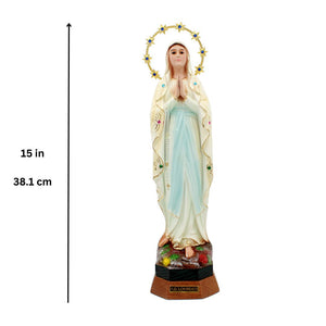 15" Hand-painted Our Lady of Lourdes Religious Figurine Statue