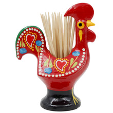 Load image into Gallery viewer, Traditional Hand-Painted Portuguese Good Luck Rooster Metal Toothpick Holder, 3.25&quot;
