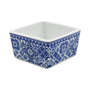 Portuguese Azulejo Style Sauce & Snack Dishes with Wooden Serving Tray, Sardine
