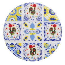 Load image into Gallery viewer, Set of 4 Portuguese Ceramic Coasters with Cork Backing – Azulejo Tile Design with Bracelos Rooster
