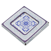 Load image into Gallery viewer, Set of 4 Portuguese Ceramic Coasters with Cork Backing – Blue White Azulejo Tile Design
