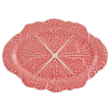 Load image into Gallery viewer, Bordallo Pinheiro Cabbage Pink Small Oval Platter
