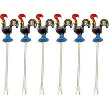 Load image into Gallery viewer, Traditional Hand-Painted Portuguese Good Luck Rooster with Appetizer Tapas Forks
