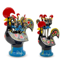 Load image into Gallery viewer, Traditional Hand-Painted Portuguese Good Luck Rooster with Appetizer Tapas Forks
