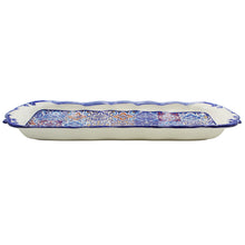 Load image into Gallery viewer, Portuguese Ceramic Serving Tray with Azulejo Tile Design and Hand-Painted Blue Accents
