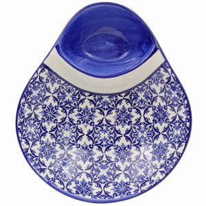 Portuguese Azulejo Ceramic Large Olive Dish - Blue & White Tile Pattern