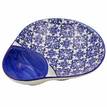 Load image into Gallery viewer, Portuguese Azulejo Ceramic Large Olive Dish - Blue &amp; White Tile Pattern
