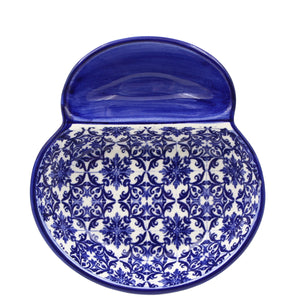 Portuguese Azulejo Ceramic Small Olive Dish - Blue & White Tile Pattern
