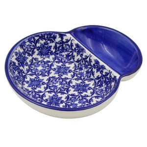 Portuguese Azulejo Ceramic Small Olive Dish - Blue & White Tile Pattern