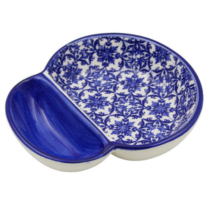 Portuguese Azulejo Ceramic Small Olive Dish - Blue & White Tile Pattern