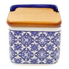 Load image into Gallery viewer, Portuguese Azulejo Ceramic Salt Holder - Blue &amp; White Tile Pattern
