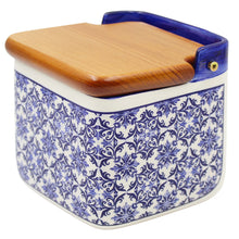 Load image into Gallery viewer, Portuguese Azulejo Ceramic Salt Holder - Blue &amp; White Tile Pattern
