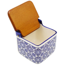 Load image into Gallery viewer, Portuguese Azulejo Ceramic Salt Holder - Blue &amp; White Tile Pattern
