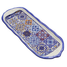 Load image into Gallery viewer, Portuguese Ceramic Small Serving Tray with Azulejo Tile Design and Blue Accents
