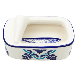 Portuguese Azulejo Ceramic Decorative Sardine Can - Blue & White Tile Pattern