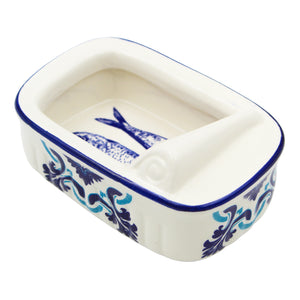 Portuguese Azulejo Ceramic Decorative Sardine Can - Blue & White Tile Pattern