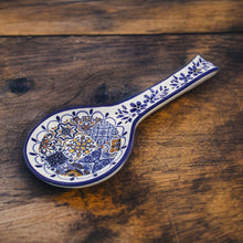 Load image into Gallery viewer, Hand-painted Decorative Ceramic Portuguese Blue Floral Tile Spoon Rest
