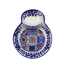 Load image into Gallery viewer, Hand-painted Decorative Ceramic Portuguese Blue Floral and Tile Olive Dish
