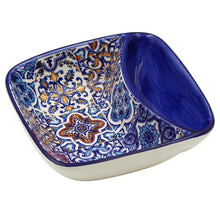 Load image into Gallery viewer, Portuguese Azulejo Ceramic Olive Dish with Pit Holder – Colorful Blue Tile Pattern
