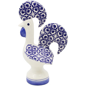 Portuguese Azulejo Ceramic Rooster - Blue & White Tile Pattern
