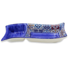 Load image into Gallery viewer, Portuguese Azulejo Ceramic Divided Serving Dish with Blue Design
