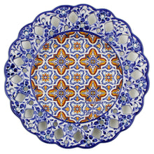 Load image into Gallery viewer, Hand-Painted Traditional Floral Blue and Orange Tile Azulejo 11&quot; Decorative Plate
