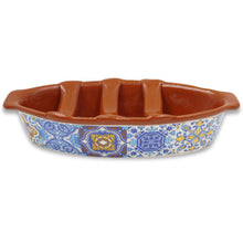 Load image into Gallery viewer, Traditional Portuguese Terracotta Sausage Roaster with Azulejo Tile Design
