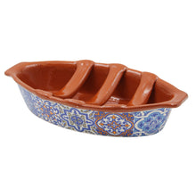 Load image into Gallery viewer, Traditional Portuguese Terracotta Sausage Roaster with Azulejo Tile Design
