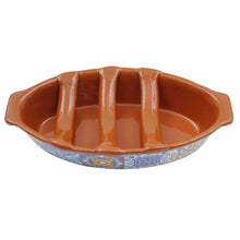 Load image into Gallery viewer, Traditional Portuguese Terracotta Sausage Roaster with Azulejo Tile Design
