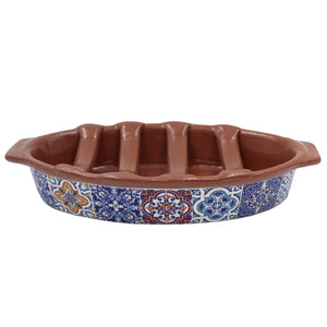 Traditional Mutlicolor Tile Azulejo Terracotta Sausage Roaster