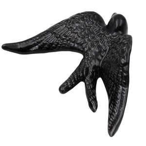 Set of 2 Portuguese Ceramic Swallows – Glossy Black Finish