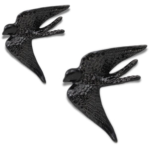 Set of 2 Portuguese Ceramic Swallows – Glossy Black Finish