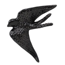 Load image into Gallery viewer, Set of 2 Portuguese Ceramic Swallows – Glossy Black Finish
