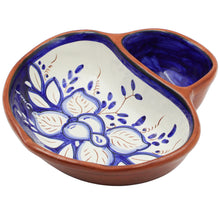 Load image into Gallery viewer, Hand-Painted Portuguese Terracotta Olive Dish with Blue Floral Design
