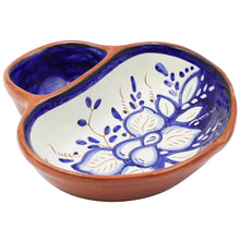 Load image into Gallery viewer, Hand-Painted Portuguese Terracotta Olive Dish with Blue Floral Design
