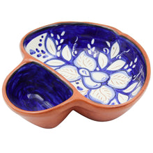 Load image into Gallery viewer, Hand-Painted Portuguese Terracotta Olive Dish with Blue Floral Design
