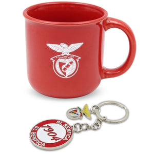 Benfica Mug & Keychain Set – Official SLB Red Ceramic Cup and 1904 Metal Keychain in Gift Box