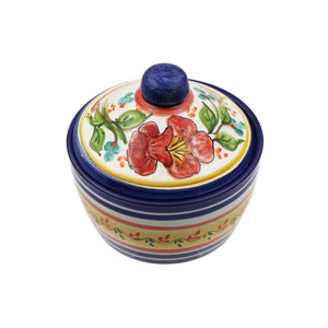 Hand-painted Portuguese Pottery Clay Terracotta Decorative Dish with Lid