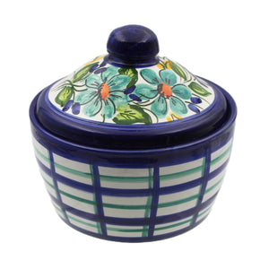 Hand-painted Portuguese Pottery Clay Terracotta Decorative Dish with Lid