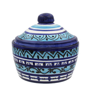 Hand-painted Portuguese Pottery Clay Terracotta Decorative Dish with Lid