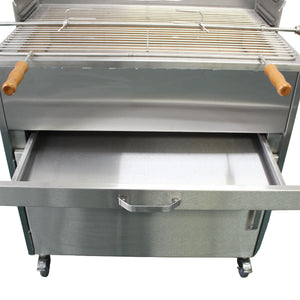 Aisi 304 Stainless Steel Large BBQ Grill with Motor and Accessories, Handmade and Welded in Portugal, Brick Lined