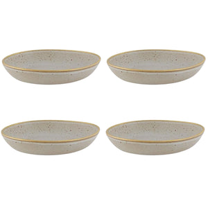 Casa Alegre Gold Stone White Soup/Pasta Plate, Set of 4