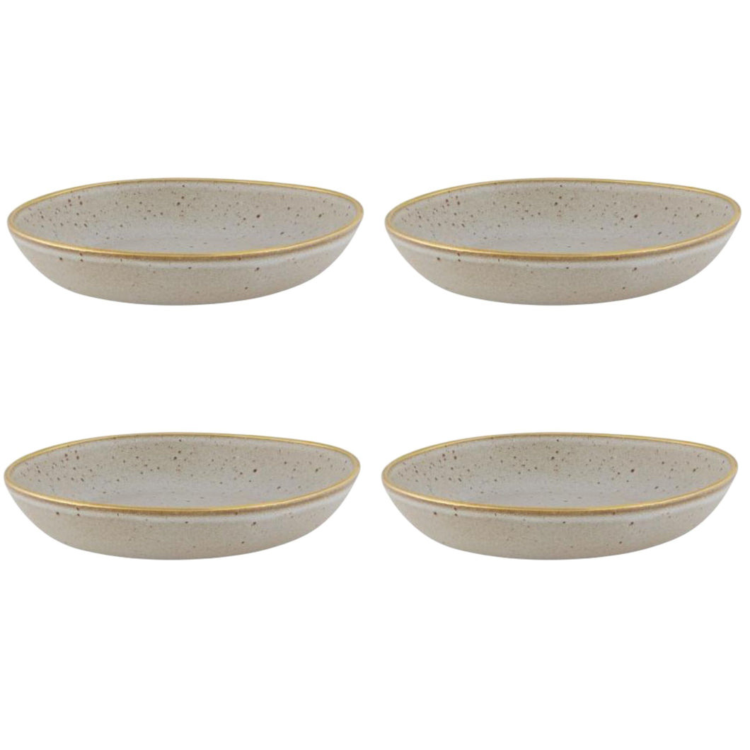 Casa Alegre Gold Stone White Soup/Pasta Plate, Set of 4