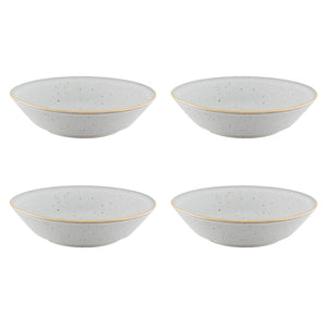 Casa Alegre Gold Stone White Pasta Plate, Set of 4